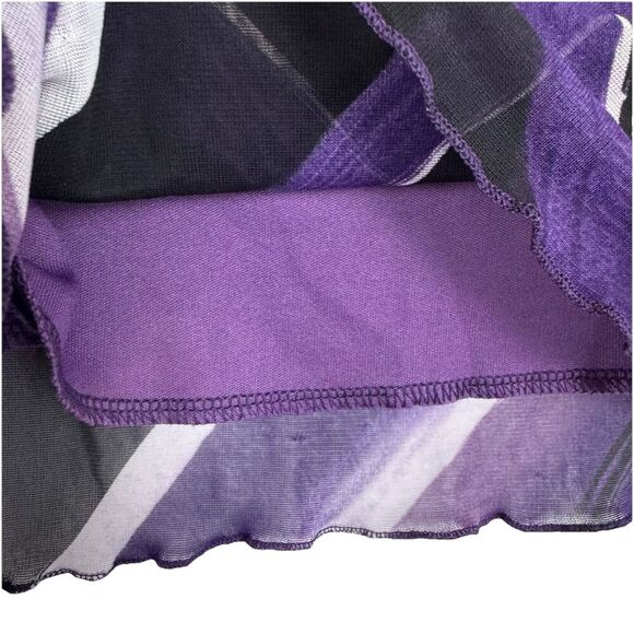 Wrapper Mesh Cowl Neck Top S Purple Flared Long Sleeve Fairy Grunge Goth Y2K - Picture 4 of 7